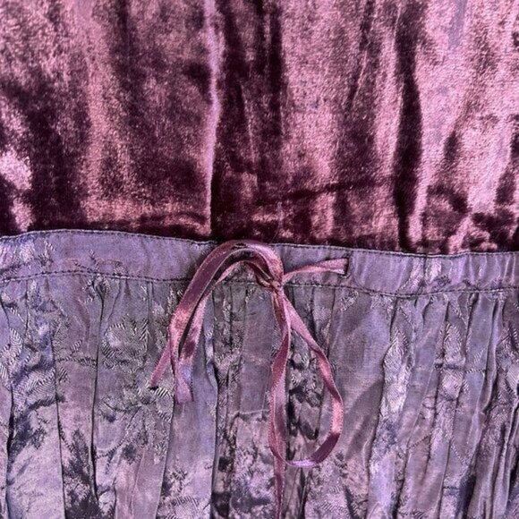 Whimsigoth Purple Dress XL 16/18 vtg Babydoll Velvet Crushed Taffeta Fairycore - Picture 9 of 13
